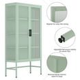 thumbnail image 5 of Litake Modern Locker Glass Cabinet, Glass Display Cabinet with 2 Doors Adjustable Shelves Floor Standing Clear Glass Curio Collection Storage Cabinet Multifunctional Kitchen Cupboard, 5 of 9