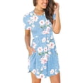 thumbnail image 4 of Lenago Women's Crewneck Short Sleeve Solid Mini Swing Dress with Pockets, 4 of 6