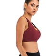 thumbnail image 4 of Womens Meduim Impact Sports Bras Criss Cross Back Sexy Running Bra Workout Running Crop Tops Longline Yoga Bra, 4 of 7