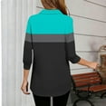 thumbnail image 5 of Hfnxid Womens 3/4 Length Sleeve Top Casual Collared V Neck Shirt Fashion Color Block Athletic Tops Going Out Golf Sport Tee, 5 of 6