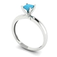 thumbnail image 2 of Clara Pucci 14K White Gold Solid Gold Turquoise Solitaire Anniversary Ring for Women - 0.5 cttw Princess Cut, 2 of 8