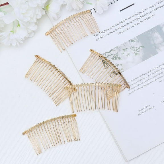 ROSENICE Metal Insert Combs 5Pcs Golden Side Hair Accessories for Weddings and Dances