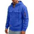 thumbnail image 2 of Resicozy Mens Cargo Hoodies Quarter Zip Sweatshirts Tactical Pullover Casual Gym Athletic Loose Hooded Sweatshirts with Pocket Blue 3XL, 2 of 7