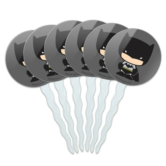 Batman Cute Chibi Character Cupcake Picks Toppers Decoration Set of 6