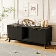thumbnail image 4 of 59" Double-Room Cat Litter Box Enclosure, Large Hidden Litter Box Furniture – Modern Wooden Cat House with Litter Mat – TV Stand Side Table, 4 of 8