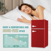 TACOOL Refrigerator with Top Freezer 3.5Cu.ft Two Door Small Mini Fridge with Extra Drink Space for Home Office Dorm Red