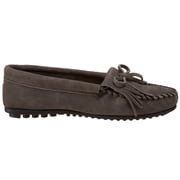 Minnetonka Womens Kilty Suede Hardsole Moccasin, Grey, 5.5 M US