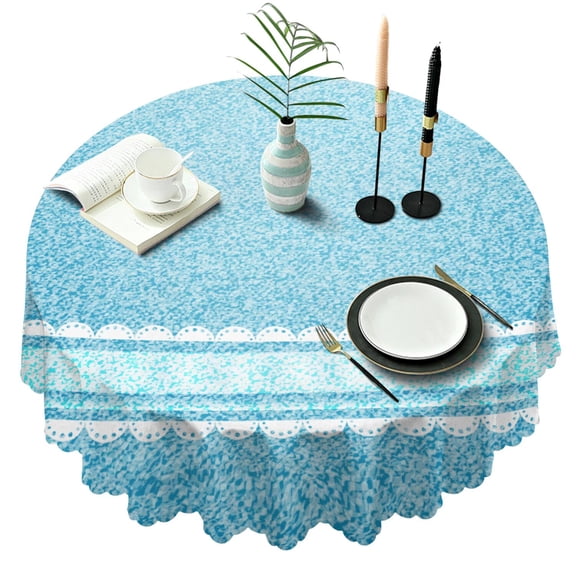 60 Inch Round Lace Tablecloth Water Resistant Washable, Denim Jean Cowboy Style