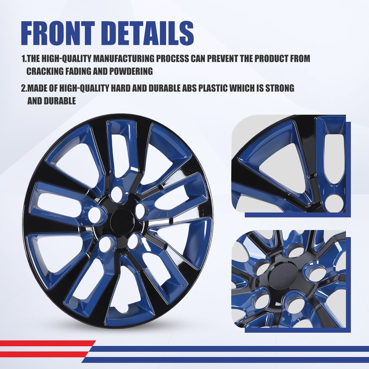 (Set of 4) 16" Hubcap Wheel Rim Cover for Nissan Altima Sedan 2013 2014 2015 2016 2017 2018,Compatible with Steel Wheels,Snap on Hub Caps Replacement,PP Material,Black Lacquer & Blue Lacquer