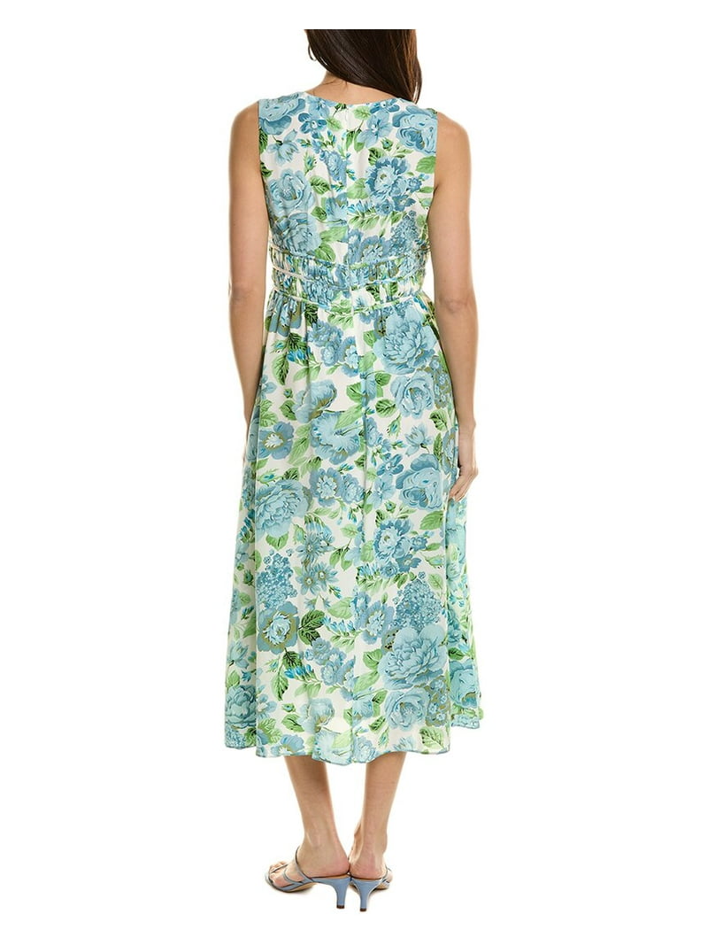 Elie Tahari womens The Victoria Silk Midi Dress, 4, Green