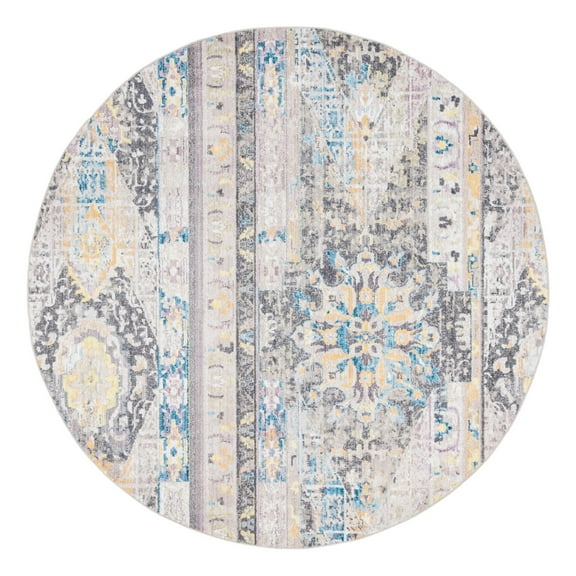 Unique Loom Basilica Collection Area Rug - Prado (8' Round Light Brown/Blue)