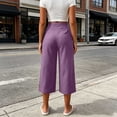 thumbnail image 6 of Horkkom Capri Pants for Women Cotton Elastic Waist Drawstring Pants Summer Casual Loose Pants with Pockets M, 6 of 8