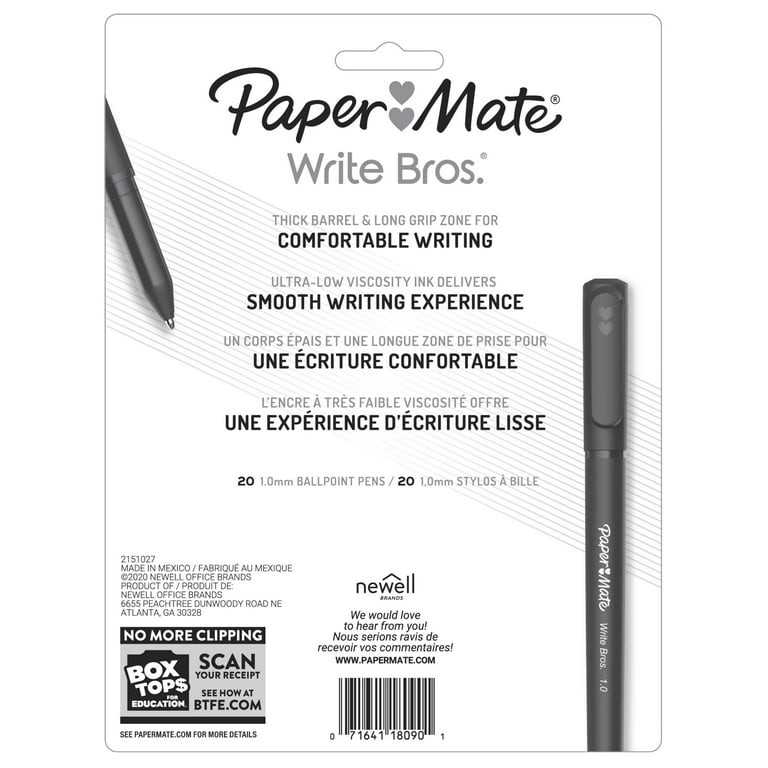 Paper Mate Write Bros. Ballpoint Pen, Medium Point, Black Ink, Dozen  (33311)
