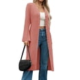 thumbnail image 3 of Bell Sleeve Women Solid V Neck Casual Long Button Down Knit Cardigan, 3 of 8