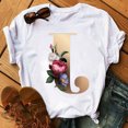 thumbnail image 1 of Nombre personalizado letra combinación moda mujer camiseta flor letra fuente ABCDEFG manga corta Tops negro camiseta ropa Tan Jianjun unisex, 1 of 2