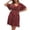 Wine, variant on Sngxgn Summer Dresses for Women V Neck Cap Sleeve Ruffle Hem Smock Short Dress(,L)