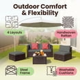 thumbnail image 3 of Jolifa 5 Piece Outdoor Patio Furniture Set, Wicker Sectional Sofa with Glass Table & Cushions, All-Weather Conversation Set for Patio, Backyard, Balcony, Gray, 3 of 10