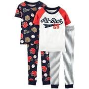 Carter's Baby Boys' 4-Piece Cotton PJ Pajama Set, Baseball All Star, 6 Months