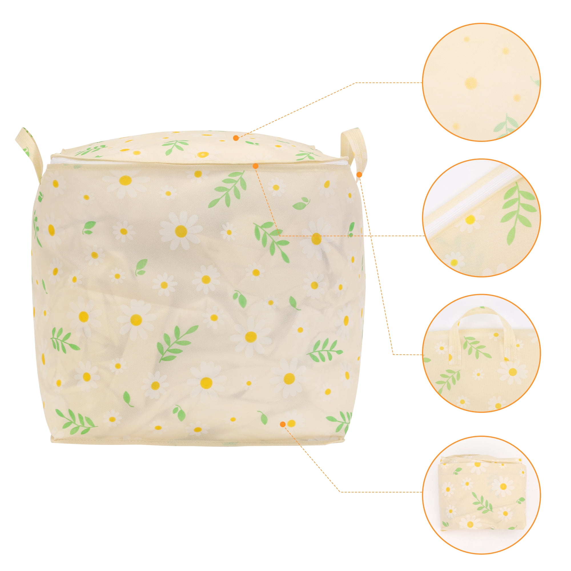 Unique Bargains 1 Pc Clothes Storage Foldable Storage Bags Beige 17*17*17in