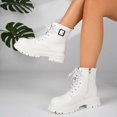 thumbnail image 6 of WAVSUF Women's Platform Moto Boots Closed Toe Wide Width Arch Support Fall Daily Office Boots White 6.5, 6 of 7