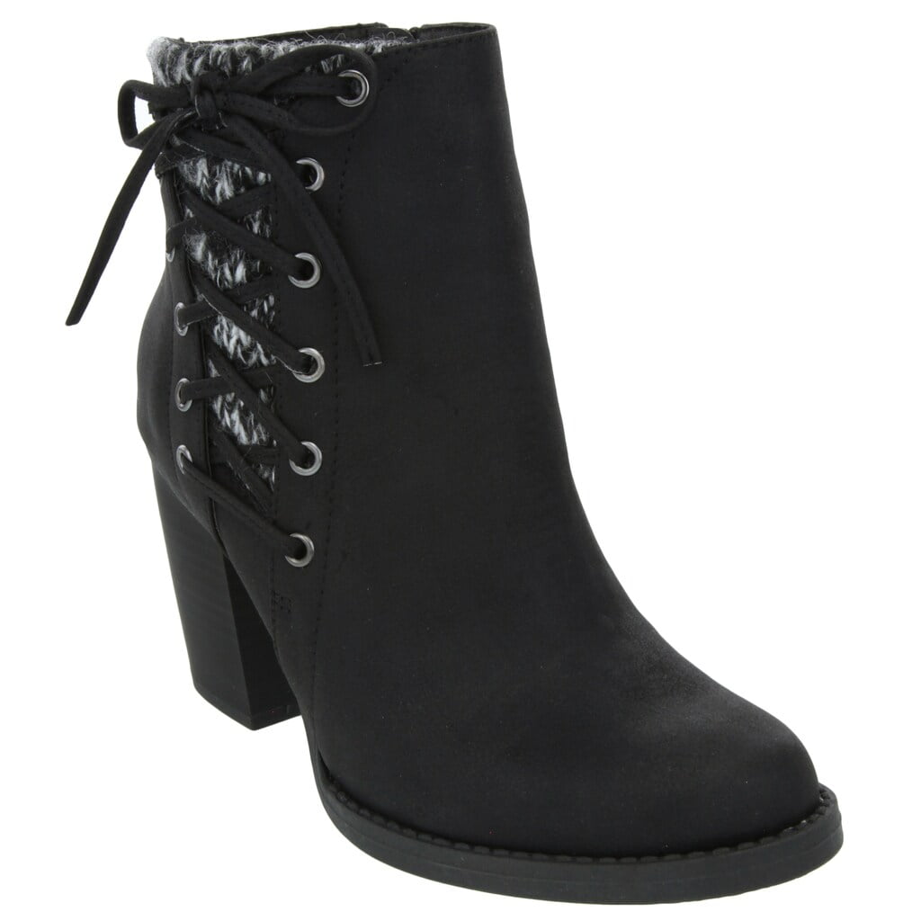 black fabric ankle boots