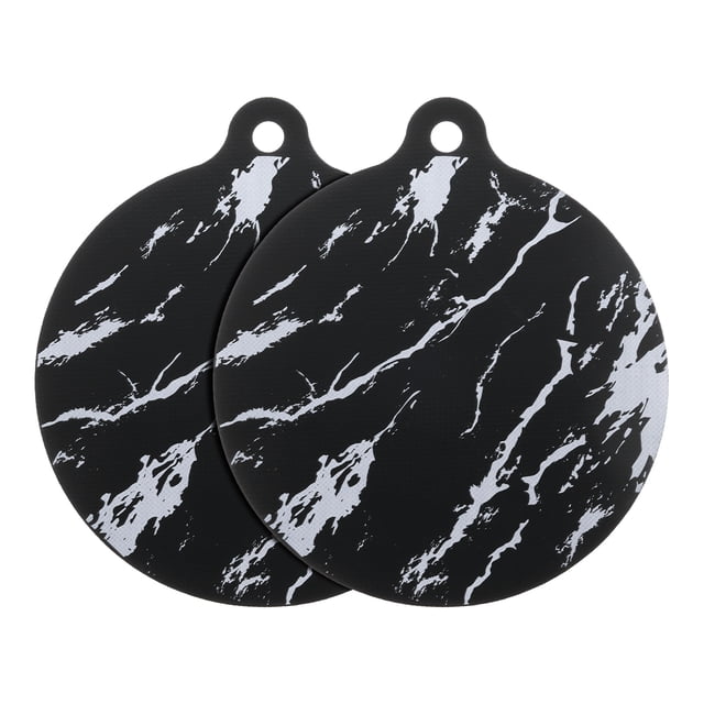 2 piezas de alfombrillas protectoras para cocina de inducción, protector de estufa de inducción, patrón de mármol con asa (negro)