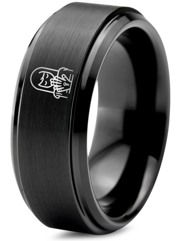 Gamer Tungsten Miniatures Mens Ring Black Stackable Rings Womens Gift Best Dad Ever Man