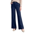 thumbnail image 2 of Endives Women's Pants Soft Senior Ladies Wide Leg Pant High Waist Stretch Dressy Business Pants Dark Blue, 2 of 5