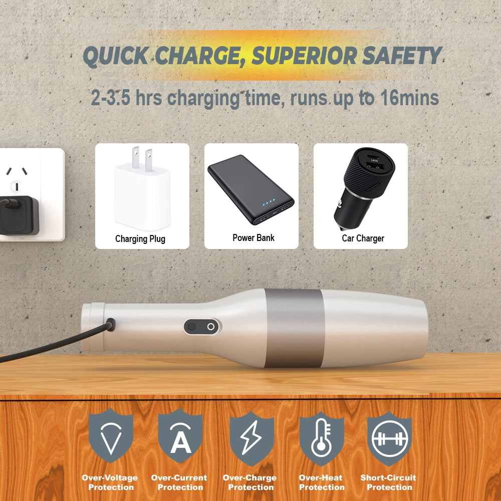 Vacuum Cleaner Cordless Car Vacuum Cleaner, car vacuum rechargeable, hepa filters 6000PA 70W Powerful Duster Dirt Suction Handheld & Portable Vehicle/Home Cleaning Tool
