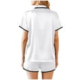 thumbnail image 4 of hotojiny Womens 2 Piece Satin Pajamas Set Soft Button Down Short Sleeve Shirts Sleepwear with Shorts Loungewear, 4 of 7