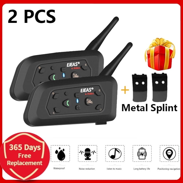 EJEAS V6 PRO Bluetooth Casco de motocicleta Intercom Auricular con 1200M BT Interphone Communicator para 6 conductores a prueba de agua Tan Jianjun unisex