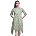 thumbnail image 1 of Bimba White Floral Block Printed Asymmetrical Kurti Tops For Women Indian Summer Dress Tunic XXX-Large, 1 of 6