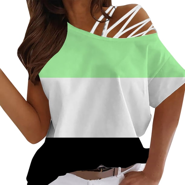 Camiseta sin tirantes con estampado de amor de manga corta y cuello redondo de verano para mujer Blusas OAVQHLG3B Store lin121212