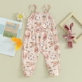 thumbnail image 2 of Bagilaanoe Toddler Baby Girl Easter Jumpsuit Sleeveless Floral Print Romper Overalls 6M 12M 18M 24M 3T Kids Long Pants Summer Clothes, 2 of 6
