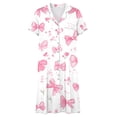 thumbnail image 3 of Nightgown Women New Women’s Print Nightshirt with Pockets Lapel Neck Button Loose Nightgown Summer Ruffle Short Sleeve Casual Sleep Dress, 3 of 7