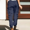 thumbnail image 4 of Edvintorg Cargo Pants Womens Fashion Streetwear Women Plus Size Pants with Drawstring Casual Solid Elastic Waist Pocket Loose Pants Trousers Women Navy XXXXL, 4 of 7