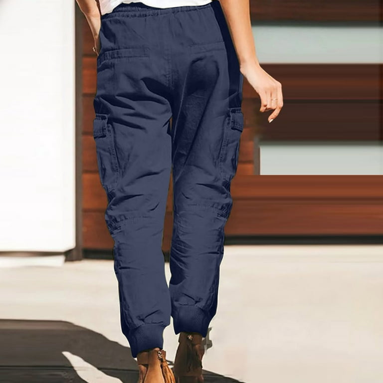 Women's Cargo Pants Plus Size Casual Loose Drawstring Waist Long
