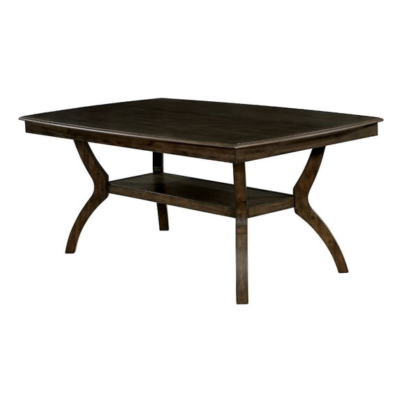 Benjara Style Solid Wood Rectangular Dining Table w/ Flowing Leg Base - Brown