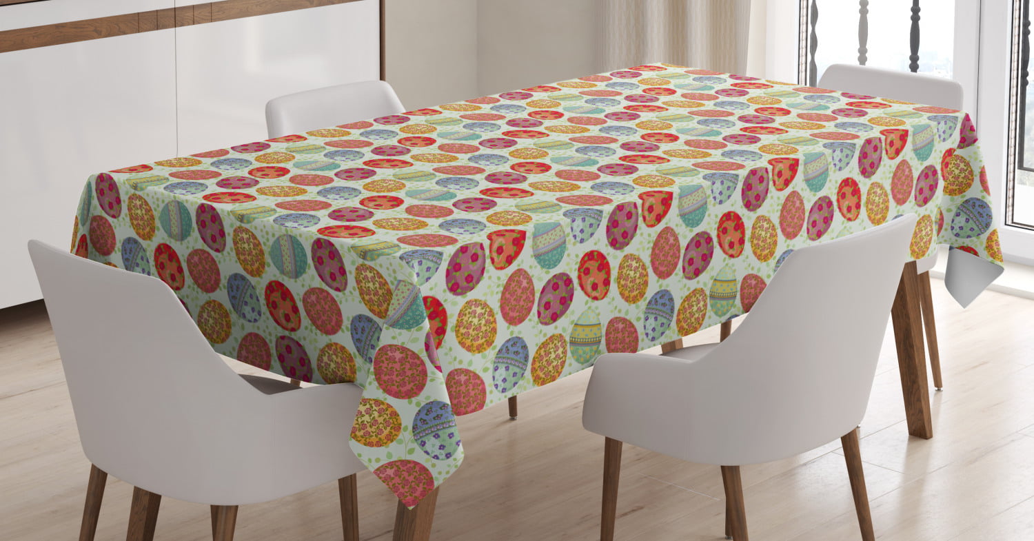 Easter Tablecloth, Traditional Eggs Painted with Flowers Vintage  Composition on Green Leafy Branches, Rectangular Table Cover for Dining  Room Kitchen, 60 X 90 Inches, Multicolor, by Ambesonne - Walmart.com