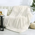 thumbnail image 6 of DweIke Shaggy Throw Blanket with Sherpa Warm Underside,Super Soft Cozy Large Plush Fuzzy Blanket,50"x60",Cream White, 6 of 7