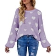 thumbnail image 2 of Gibobby Sueteres Para Mujeres Calientitos Elegantes 2024 suéter de punto de cuello redondo para mujer(Morado,XG), 2 of 5