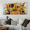 thumbnail image 2 of JRXY Fall Wall Art Canvas Pumpkin Rustic Farmhouse Sunflower Pictures 12''x16''X3 Panels 12x16x3pcs, 2 of 4