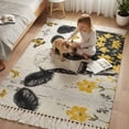 thumbnail image 3 of Bedroom Rug Carpet 3'x 5', Farmhouse Cow Washable Floor Carpet with Tassels, Spring Pastoral Yellow Floral Vintage Elegant Soft Floor Rug Mat for Patio, Balcony, Laundry, Room Decor, 3 of 9