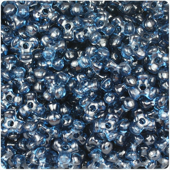 BeadTin Montana Blue Transparent 11mm TriBead Plastic Beads (500pcs)