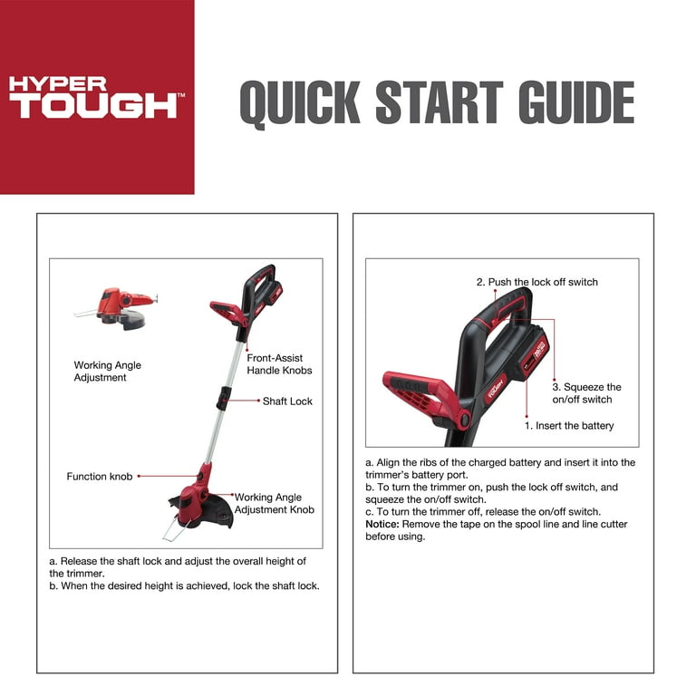 Hyper Tough 20V Max Cordless 13 inch Battery Powered String Trimmer HT22 401 03 05 Walmart