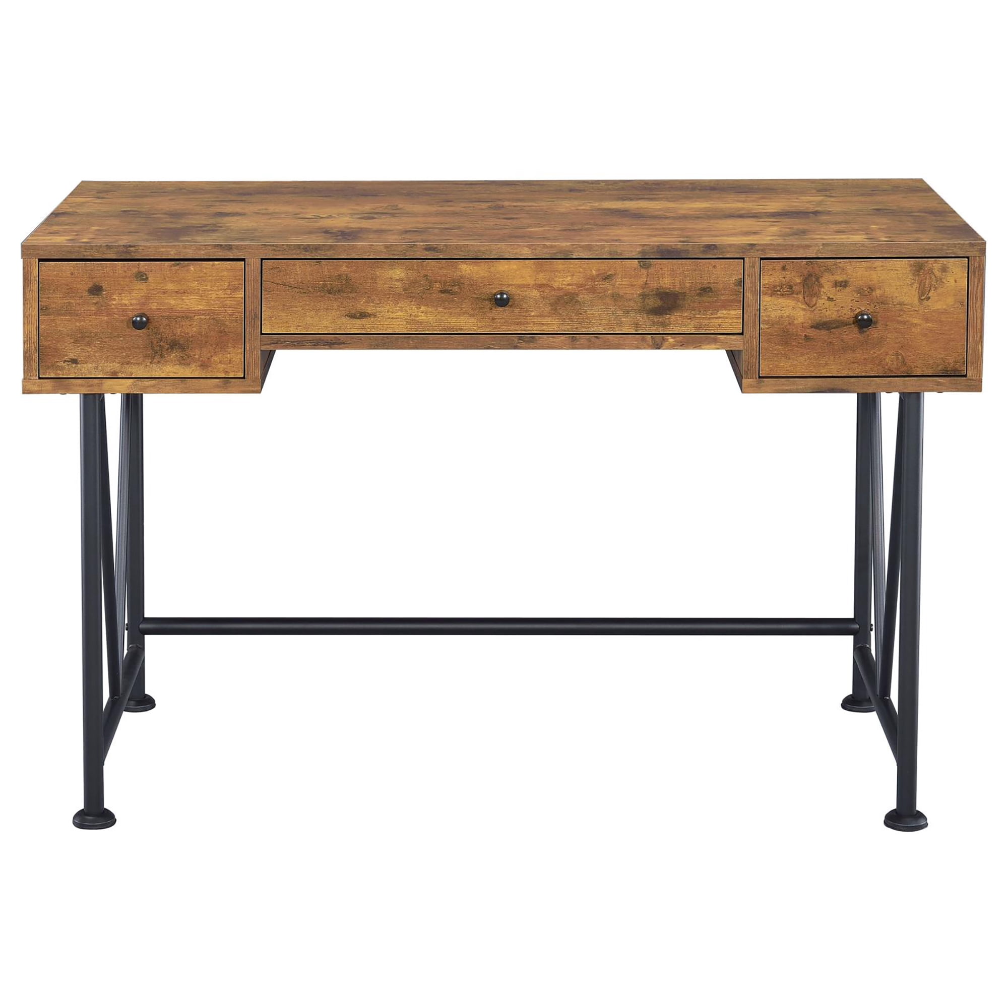 Astoutdoor Antique Nutmeg and Black 3-Drawer Writing Desk