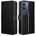 thumbnail image 1 of For vivo Y19s 4G Case Crazy Horse Texture PU Leather Phone Wallet Cover - Black, 1 of 5