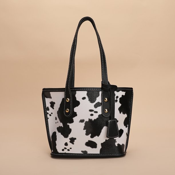 Bolso de hombro de cuero PU con estampado retro para mujer, bolsos de cubo informales (vaca) Tmvgtek Para estrenar