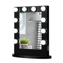 LYYHTY Hollywood Vanity Mirror with 12 Dimmable LED Bulbs, Adjustable Brightness Makeup Mirror Wall-Mounted or Tabletop, Black Aluminum Frame for Bedroom, Dressing Room, Salon