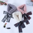 thumbnail image 6 of Women Winter Faux Rabbit Fur Collar Leopard Print Ribbon Tied Bow Scarf Warm, 6 of 6